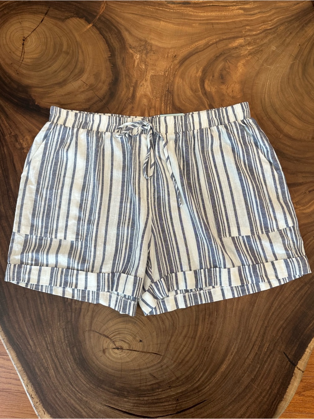 Blue Sol Linen Blend Striped Shorts